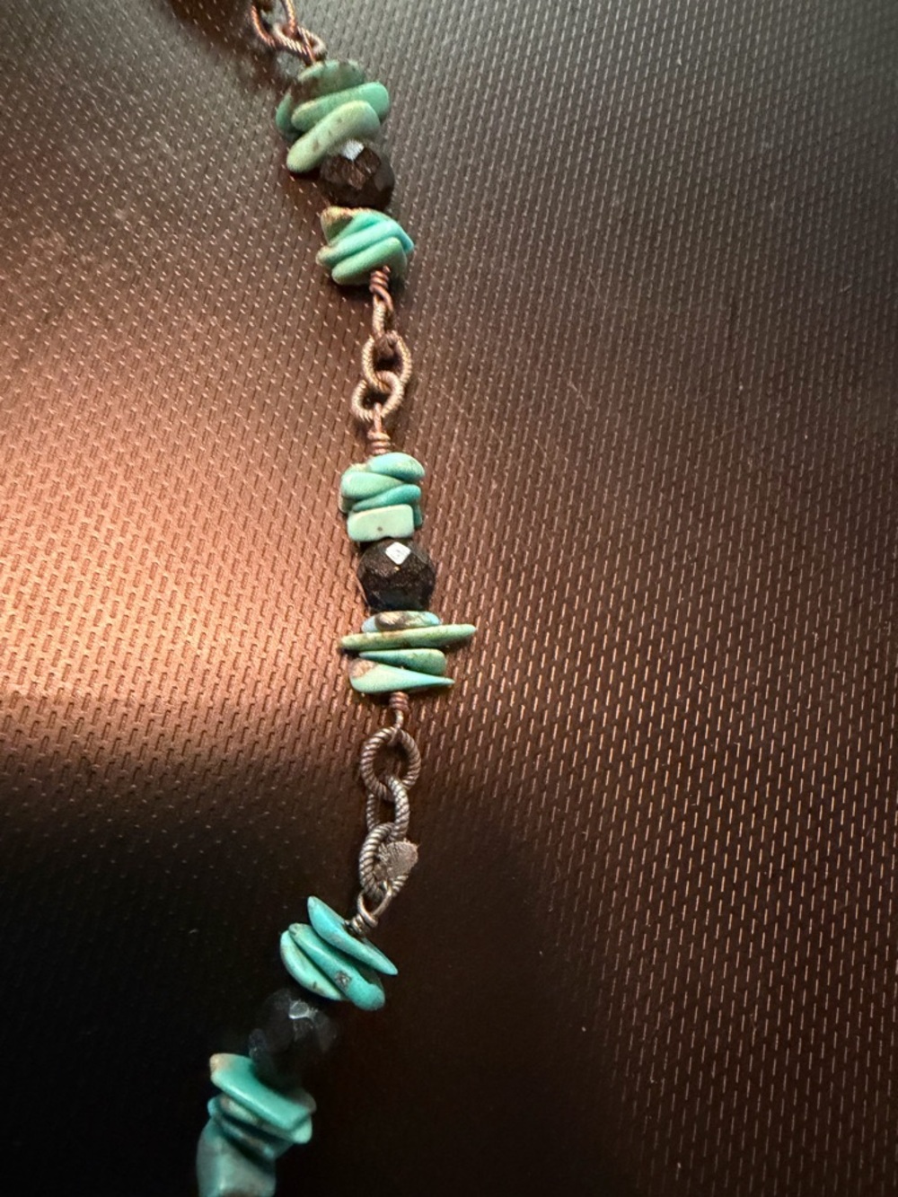 Turquoise Chip and Black Bead Necklace - Women Jewelry - Picture 3 of 3